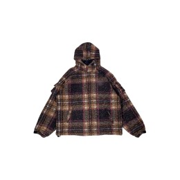 【Custom Plaid Sherpa Jacket】|Hooded Design|Square Side Arm Pockets|Vintage Brown Large Check Pattern|Long Sleeve Relaxed Fit|Full-Zip Front|Dual Slant Hand Pockets  J1183 【Custom Plaid Sherpa Jacket】|Hooded Design|Square Side Arm Pockets|Vintage Brown Large Check Pattern|Long Sleeve Relaxed Fit|Full-Zip Front|Dual Slant Hand Pockets  J1183